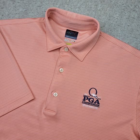 Greg Norman Collection Other - Quail Hollow Greg Norman Golf Polo Shirt Mens L Orange Short Sleeve‎ Performance